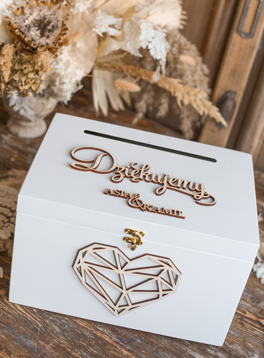 Pudełko na koperty  DREWNIANE pudelko skrzynka na koperty ślubne drewniana idealna na rustykane wesele drewniane białe pudełko na koperty1