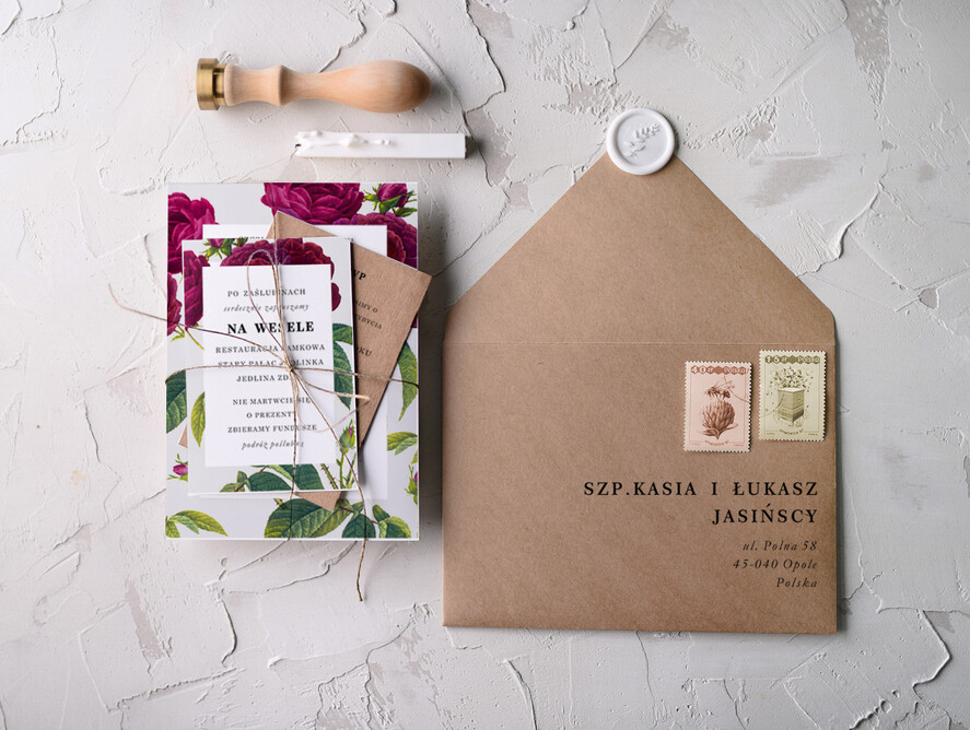 Zaproszenia ślubne Natura orginalne zaproszenia ślubne inspirowane pięknym kolorem róż1