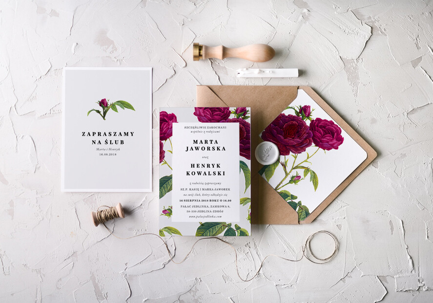 Zaproszenia ślubne Natura orginalne zaproszenia ślubne inspirowane pięknym kolorem róż3