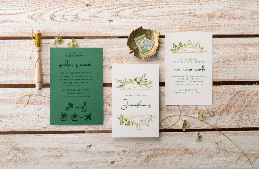 Zaproszenia ślubne Natura wyjątkowe zaproszenia weselne modny wzór geometryczny 6