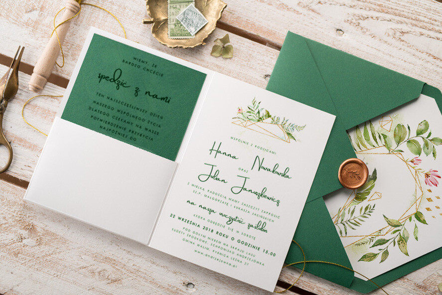 Zaproszenia ślubne Natura wyjątkowe zaproszenia weselne modny wzór geometryczny 7