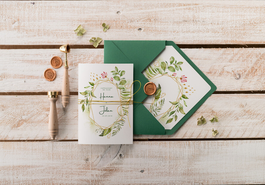 Zaproszenia ślubne Natura wyjątkowe zaproszenia weselne modny wzór geometryczny 1