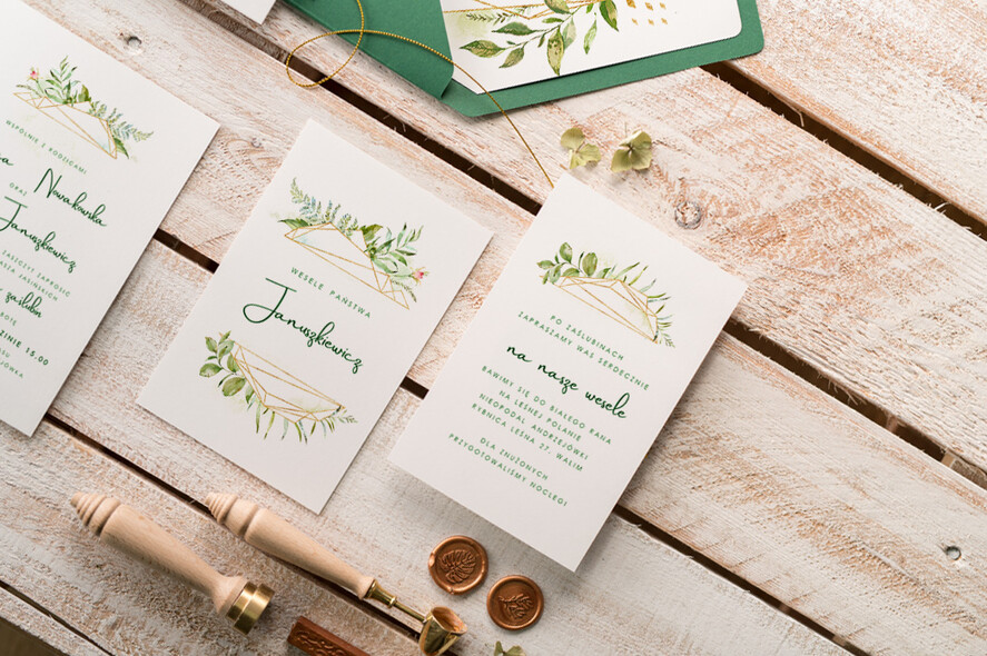 Zaproszenia ślubne Natura wyjątkowe zaproszenia weselne modny wzór geometryczny 5