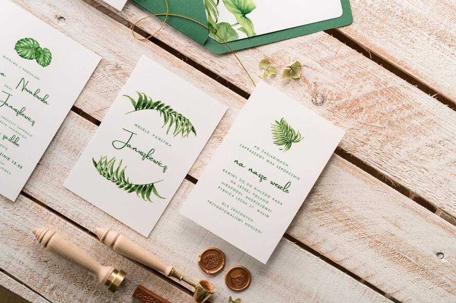 Zaproszenia ślubne Natura unikatowe zaproszenia ślubne z tropikalnym motywem5