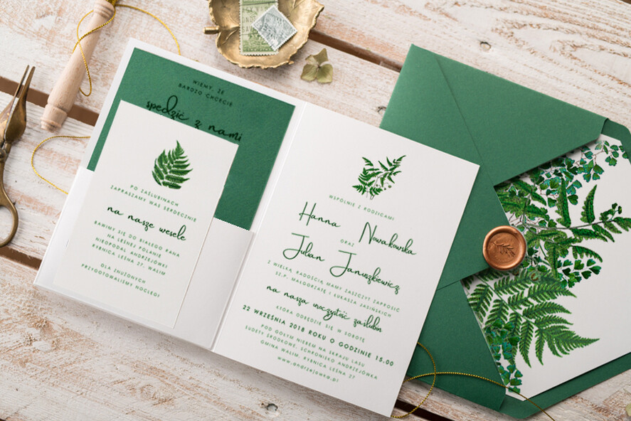 Zaproszenia ślubne Natura Paprtoka Zaproszenia Ślubne Minimalistyczne Zaproszenia na Ślub Delikatne z paprtokami Zaproszenie Ślubne rustykalne 6