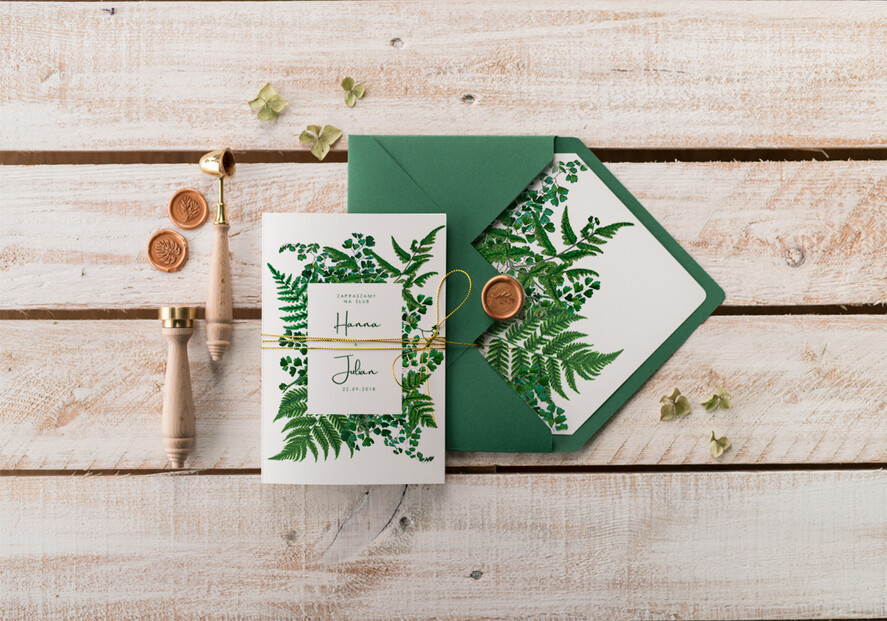 Zaproszenia ślubne Natura Paprtoka Zaproszenia Ślubne Minimalistyczne Zaproszenia na Ślub Delikatne z paprtokami Zaproszenie Ślubne rustykalne 1