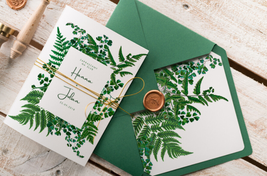 Zaproszenia ślubne Natura Paprtoka Zaproszenia Ślubne Minimalistyczne Zaproszenia na Ślub Delikatne z paprtokami Zaproszenie Ślubne rustykalne 2