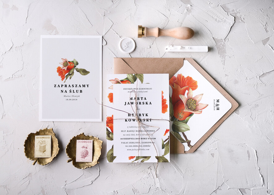 Zaproszenia ślubne Natura zaproszenia i zawiadomienia na ślub, botaniczne motywy boho kwiaty1