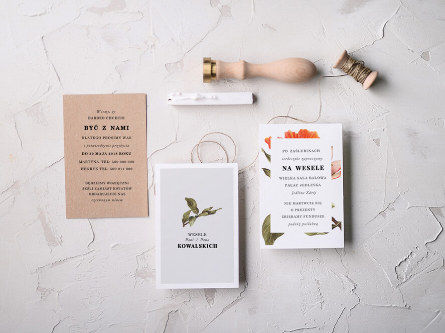 Zaproszenia ślubne Natura zaproszenia i zawiadomienia na ślub, botaniczne motywy boho kwiaty3