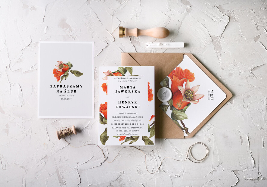 Zaproszenia ślubne Natura zaproszenia i zawiadomienia na ślub, botaniczne motywy boho kwiaty5
