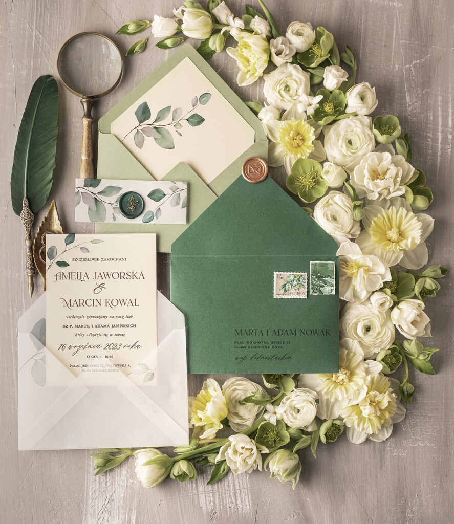 Zaproszenia ślubne Natura Proste Eukaliptus Zaproszenia Ślubne Lak  Minimalistyczne Zaproszenia na Ślub Delikatne Zaproszenie Ślubne2