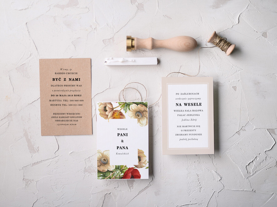 Zaproszenia ślubne Natura modne zaproszenia ślubne z kwiatowym wzorem 1