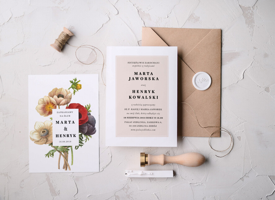 Zaproszenia ślubne Natura modne zaproszenia ślubne z kwiatowym wzorem 4