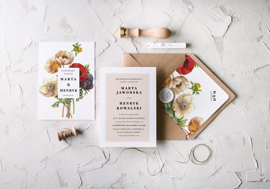 Zaproszenia ślubne Natura modne zaproszenia ślubne z kwiatowym wzorem 5