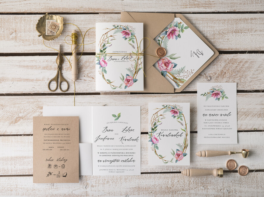 Zaproszenia ślubne Natura unikatowe zaproszenia na ślub z kwiatową grafiką 1