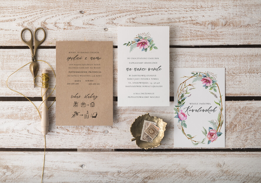 Zaproszenia ślubne Natura unikatowe zaproszenia na ślub z kwiatową grafiką 2