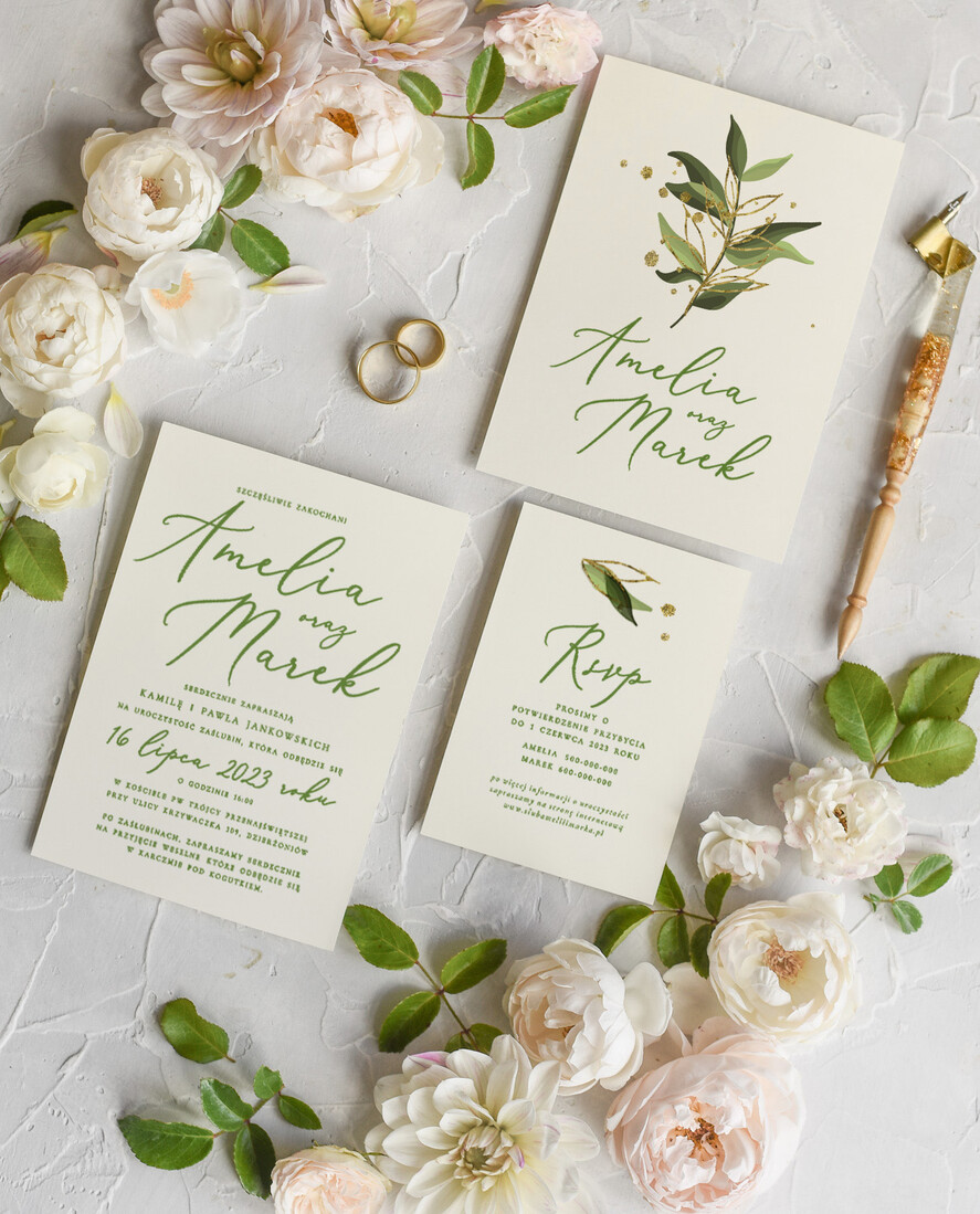 Zaproszenia ślubne Natura Proste Boho Zaproszenia Ślubne Listki  Minimalistyczne Zaproszenia na Ślub Delikatne Zaproszenie Ślubne2