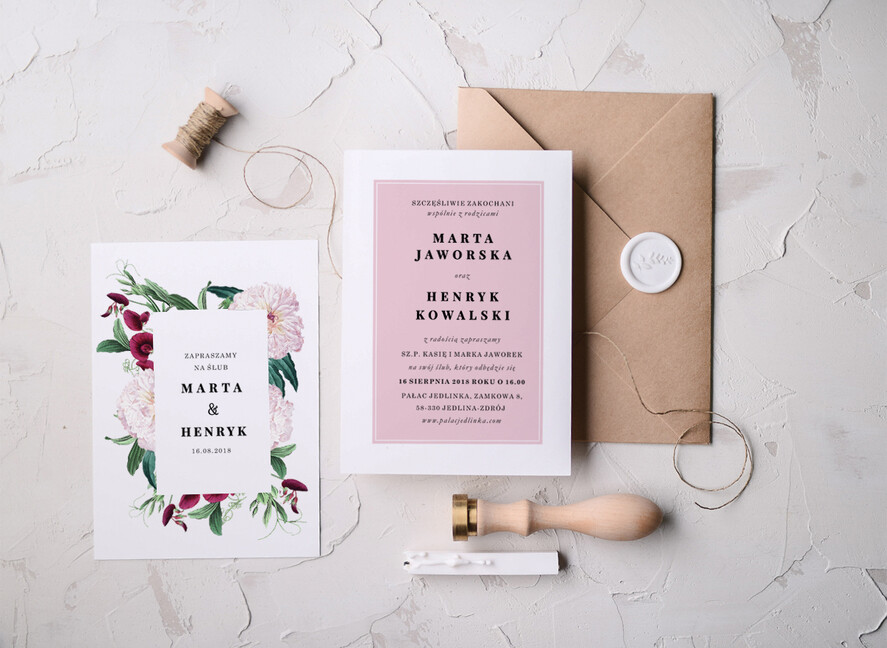 Zaproszenia ślubne Natura nowoczesne zaproszenia na ślub inspirowane naturą2