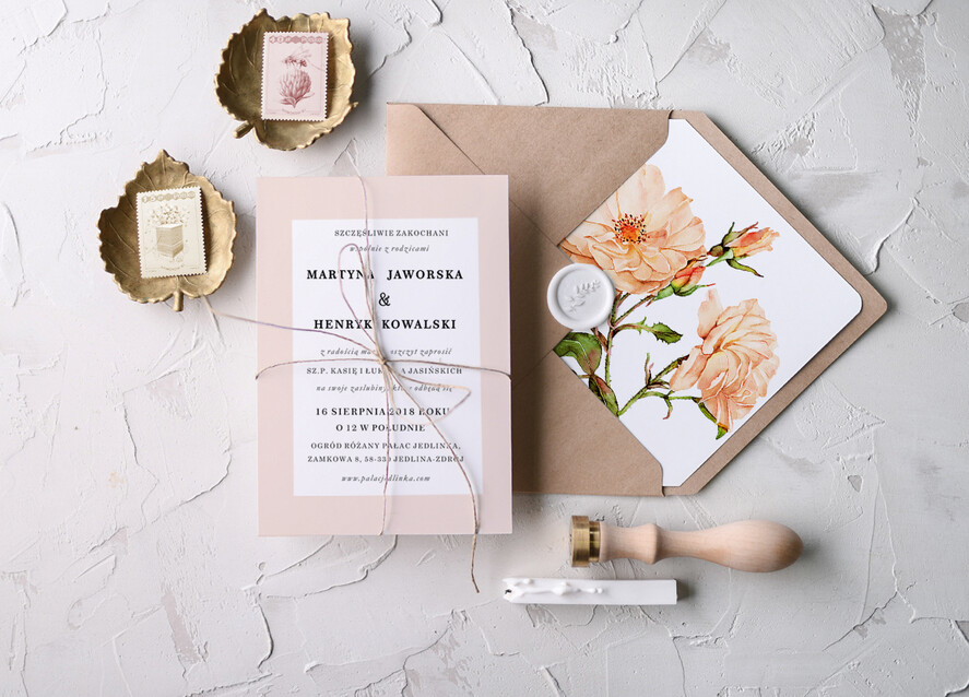 Zaproszenia ślubne Natura zaproszenia ślubne robione z oryginalnym motywem kwiatowym0