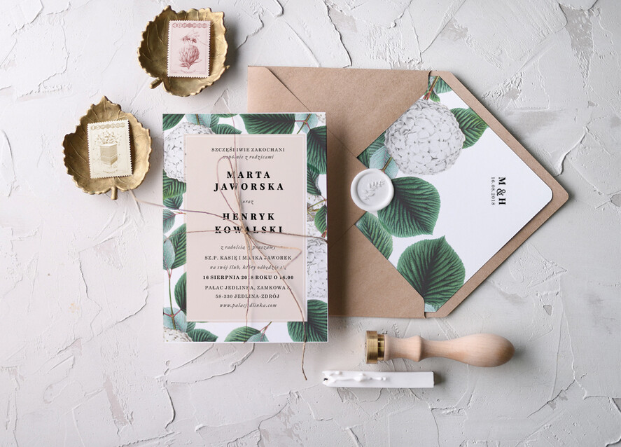 Zaproszenia ślubne Natura niepowtarzalne zaproszenia ślubne zainspirowane zielenią natury 1