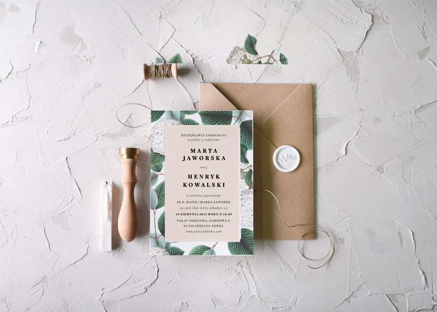 Zaproszenia ślubne Natura niepowtarzalne zaproszenia ślubne zainspirowane zielenią natury 2
