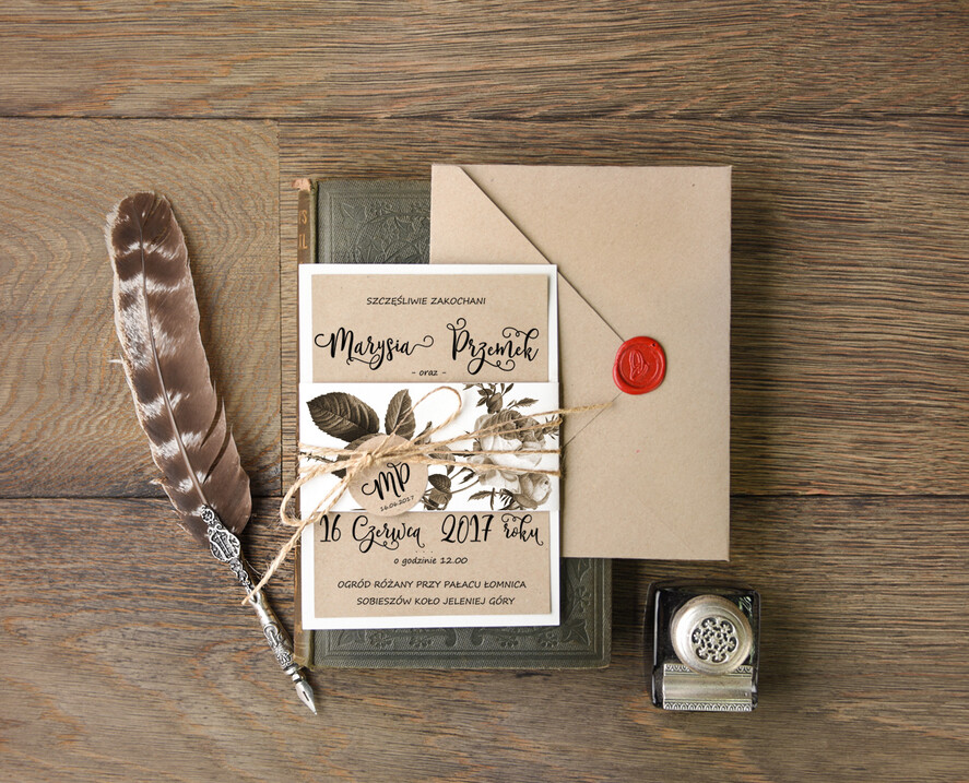 Zaproszenia ślubne Natura unikatowe zaproszenia ślubne z motywem vintage1