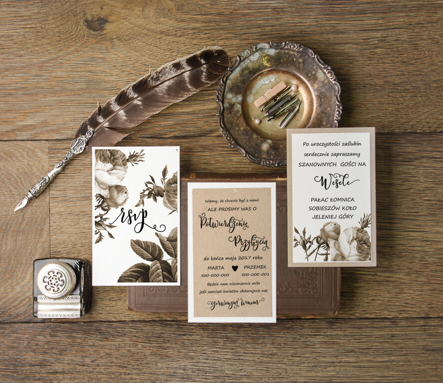 Zaproszenia ślubne Natura unikatowe zaproszenia ślubne z motywem vintage4