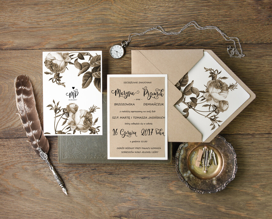 Zaproszenia ślubne Natura unikatowe zaproszenia ślubne z motywem vintage5