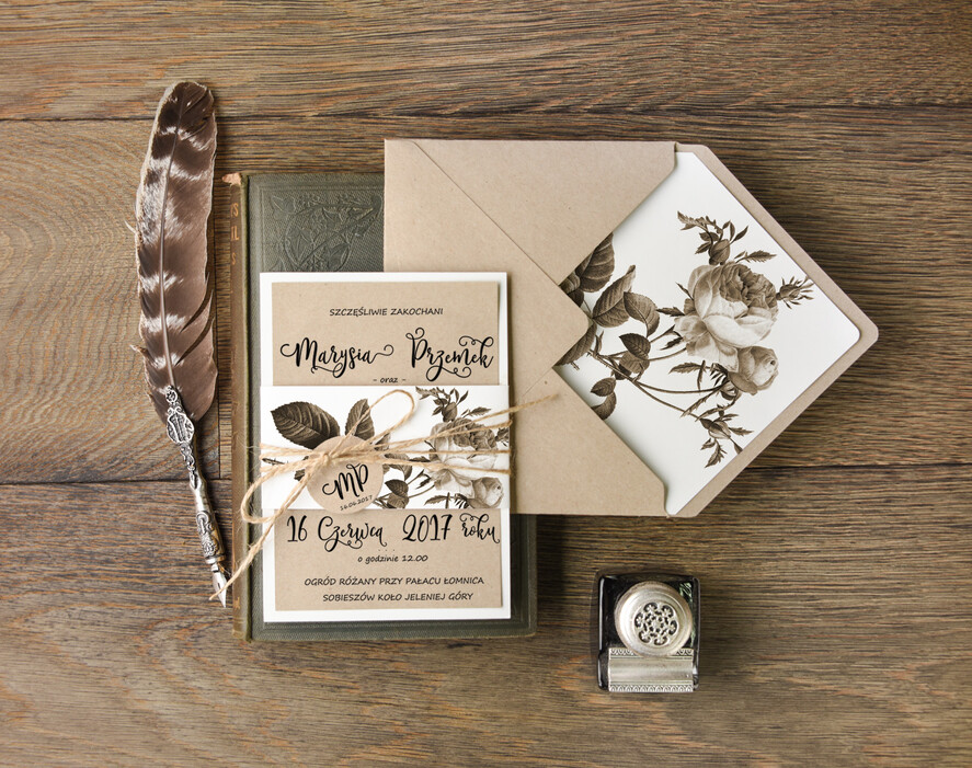 Zaproszenia ślubne Natura unikatowe zaproszenia ślubne z motywem vintage0
