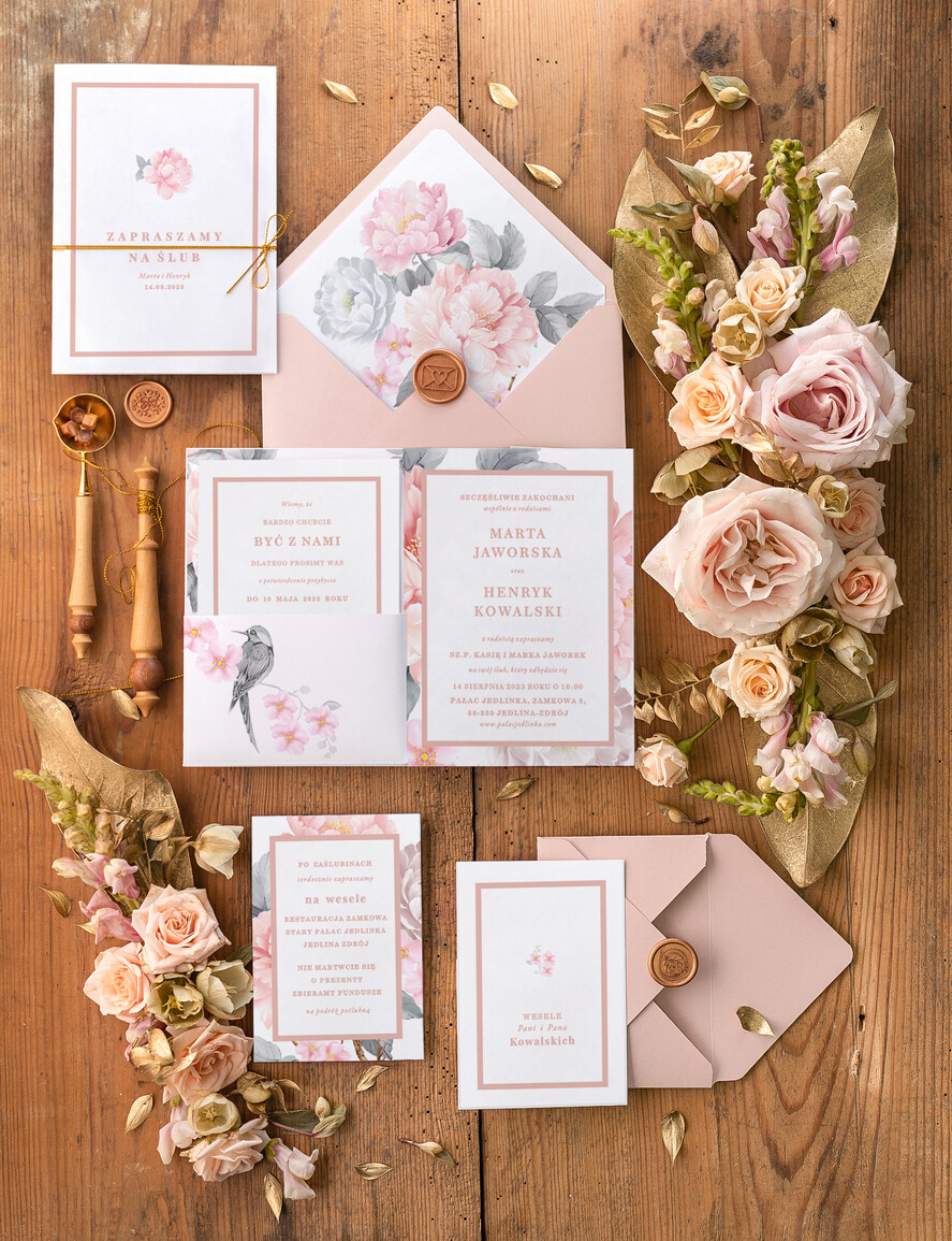 Zaproszenia ślubne Natura minimalistyczne zaproszenia ślubne boho, zaproszenia na ślub z kwiatami 0