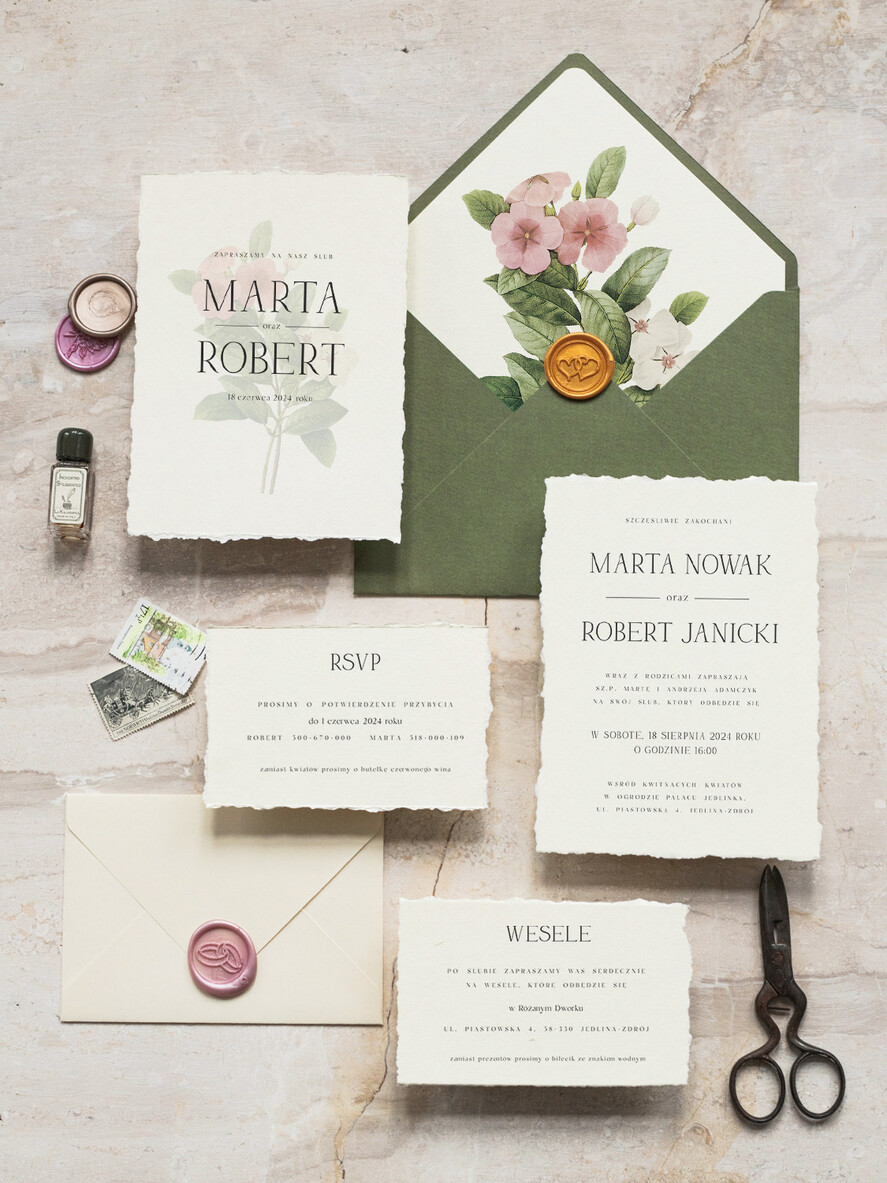 Zaproszenia ślubne Natura eleganckie zaproszenia ślubne, proste minimalistyczne zaproszenia na ślub, wydzierane krawędzie w zaproszeniach ślubnych, delikatne zaproszenia na ślub0