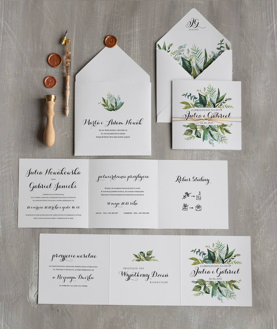 Zaproszenia ślubne Natura rustykalne zaproszenia ślubne w stylu boho eukaliptus zaproszenie na ślub proste1