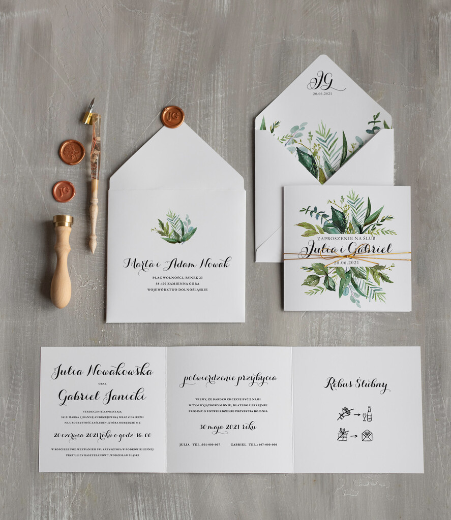 Zaproszenia ślubne Natura rustykalne zaproszenia ślubne w stylu boho eukaliptus zaproszenie na ślub proste3