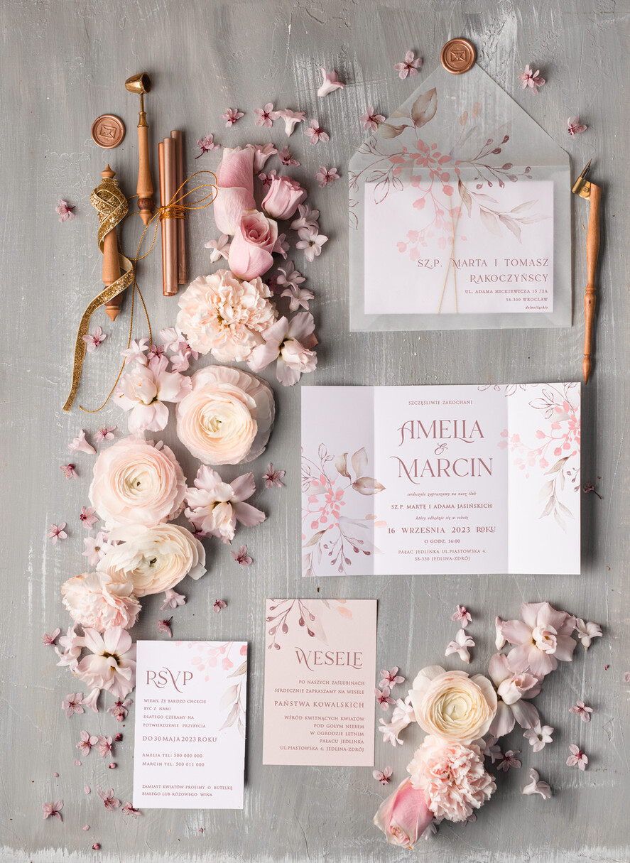 Zaproszenia ślubne Natura proste zaproszenia ślubne, zaproszenia na ślub z kwiatami, minimalistyczne zaproszenia slubne, 1