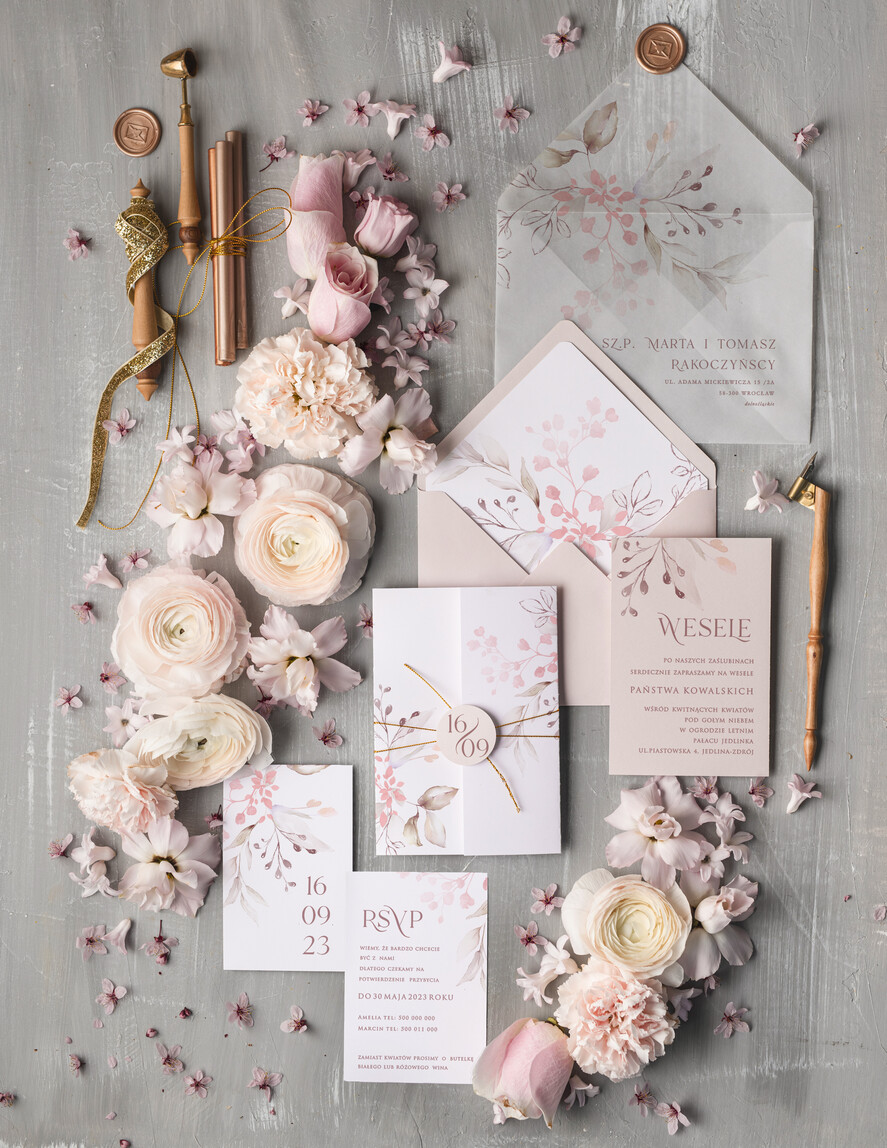 Zaproszenia ślubne Natura proste zaproszenia ślubne, zaproszenia na ślub z kwiatami, minimalistyczne zaproszenia slubne, 0