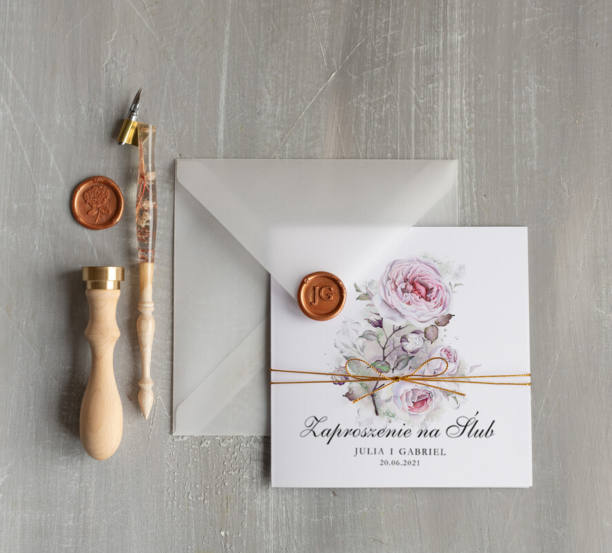 Zaproszenia ślubne Natura robione ręcznie zaproszenia ślubne inspirowane kwiatami róży 2