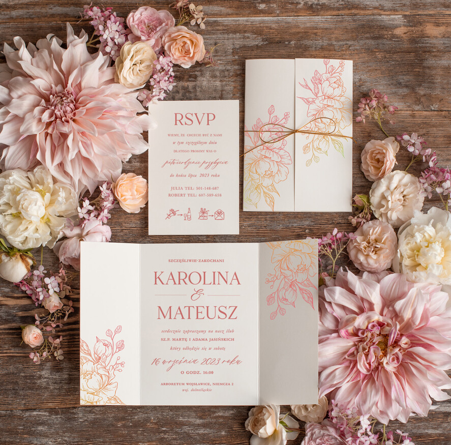 Zaproszenia ślubne Natura Proste Boho Zaproszenia Ślubne Peonie  Minimalistyczne Zaproszenia na Ślub Delikatne Zaproszenie Ślubne1