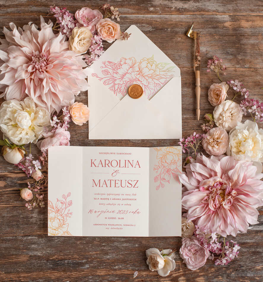 Zaproszenia ślubne Natura Proste Boho Zaproszenia Ślubne Peonie  Minimalistyczne Zaproszenia na Ślub Delikatne Zaproszenie Ślubne2