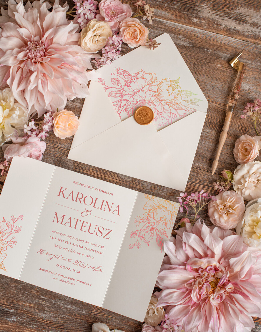 Zaproszenia ślubne Natura Proste Boho Zaproszenia Ślubne Peonie  Minimalistyczne Zaproszenia na Ślub Delikatne Zaproszenie Ślubne4