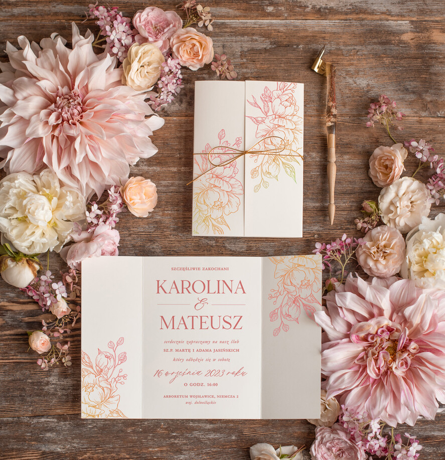 Zaproszenia ślubne Natura Proste Boho Zaproszenia Ślubne Peonie  Minimalistyczne Zaproszenia na Ślub Delikatne Zaproszenie Ślubne5