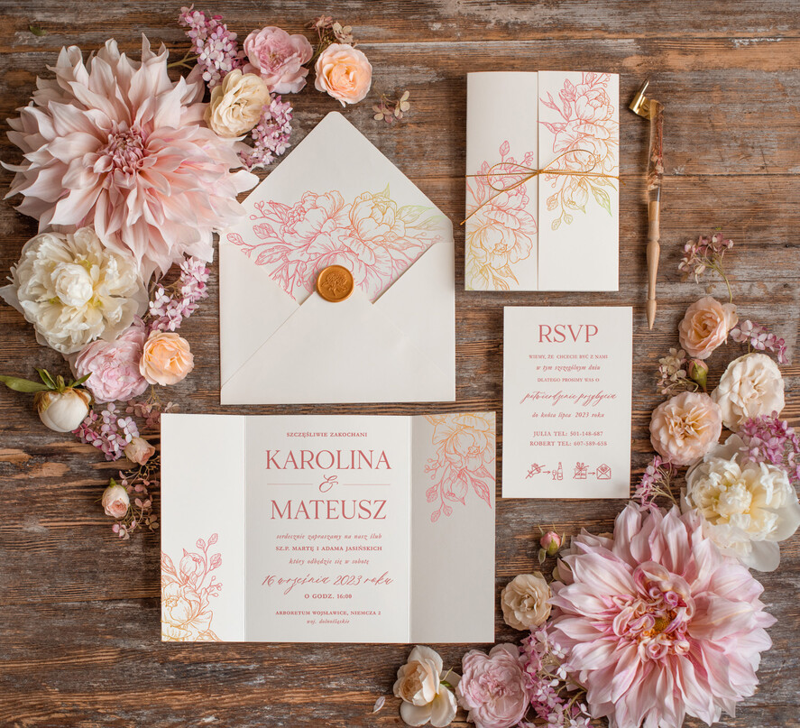 Zaproszenia ślubne Natura Proste Boho Zaproszenia Ślubne Peonie  Minimalistyczne Zaproszenia na Ślub Delikatne Zaproszenie Ślubne0