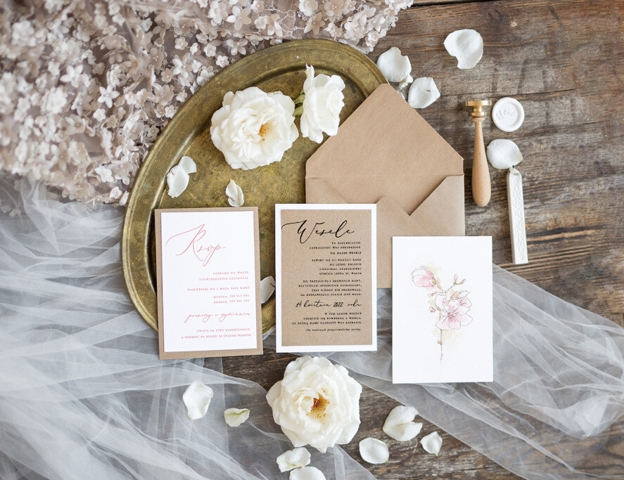 Zaproszenia ślubne Natura zaproszenia z motywem kwiatowym idealne na rustykalny ślub2