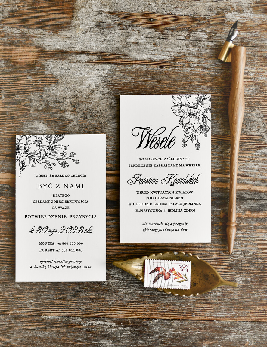 Zaproszenia ślubne Natura Proste Boho Zaproszenia Ślubne Róże  Minimalistyczne Zaproszenia na Ślub Delikatne Zaproszenie Ślubne2