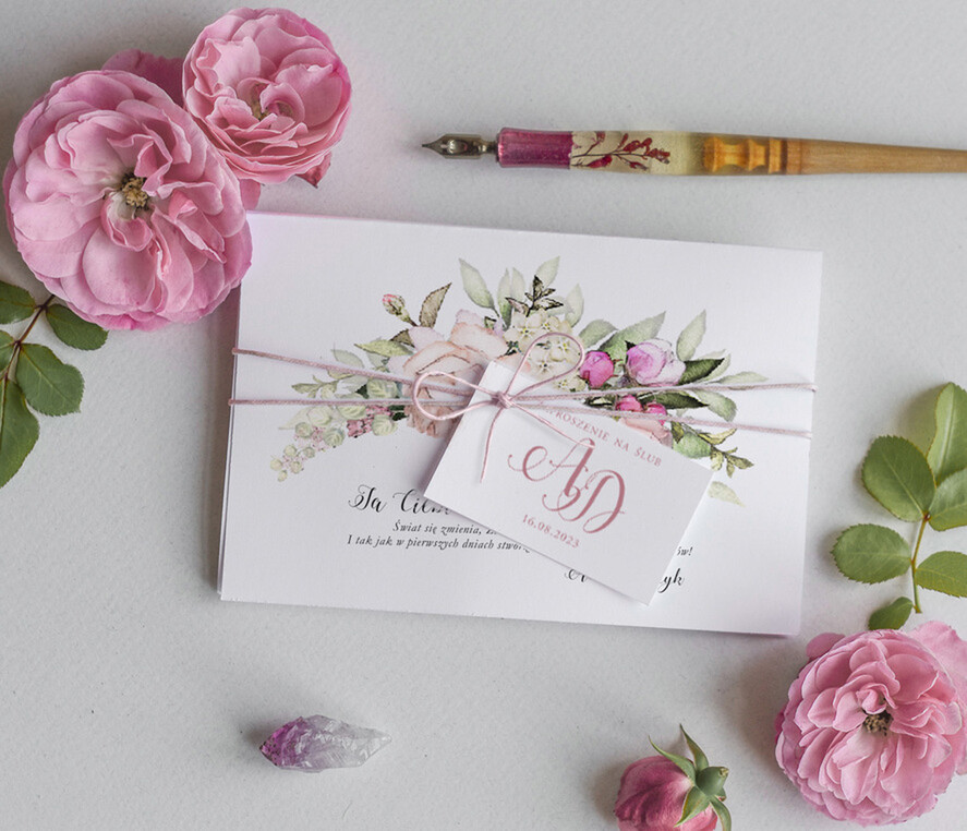 Zaproszenia ślubne Natura Proste Boho Zaproszenia Ślubne Kwiaty Róże  Minimalistyczne Zaproszenia na Ślub Delikatne Zaproszenie Ślubne3