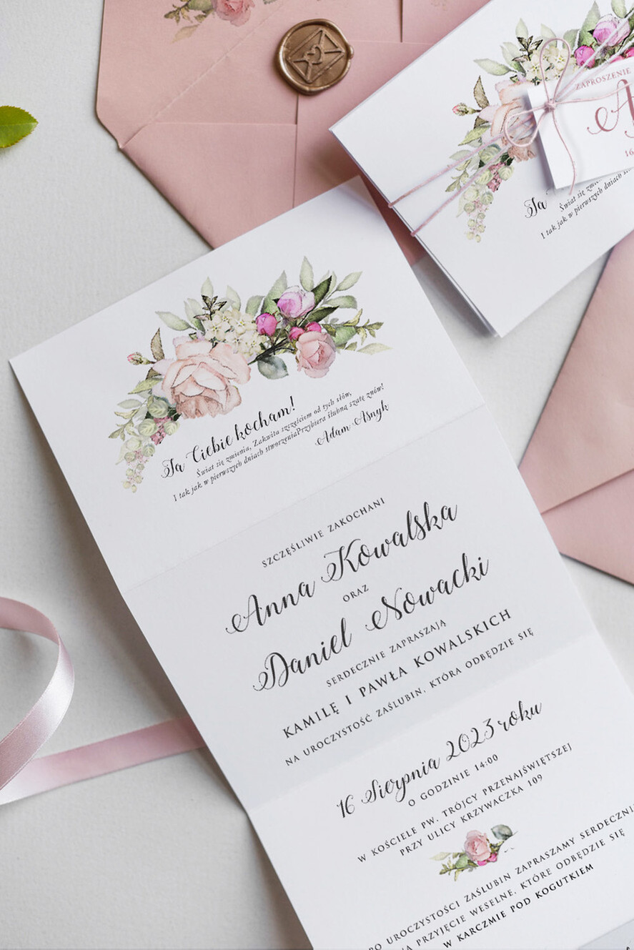 Zaproszenia ślubne Natura Proste Boho Zaproszenia Ślubne Kwiaty Róże  Minimalistyczne Zaproszenia na Ślub Delikatne Zaproszenie Ślubne4
