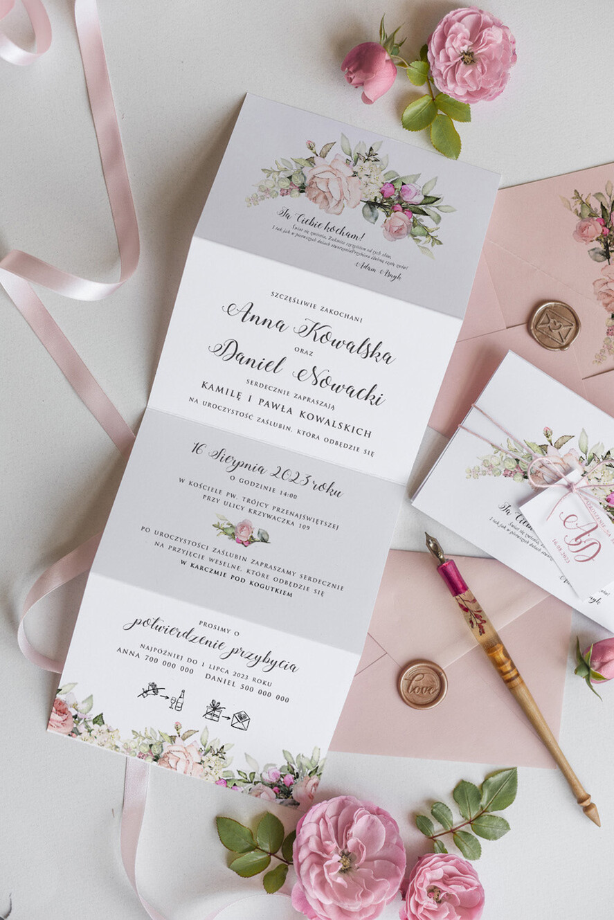 Zaproszenia ślubne Natura Proste Boho Zaproszenia Ślubne Kwiaty Róże  Minimalistyczne Zaproszenia na Ślub Delikatne Zaproszenie Ślubne6