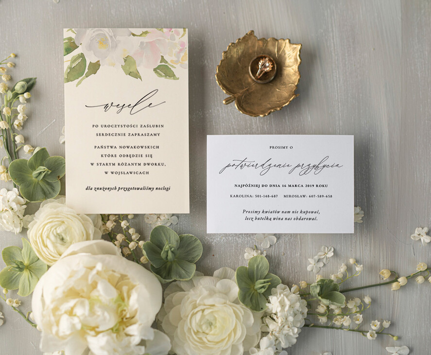 Zaproszenia ślubne Natura modne zaproszenia ślubne, botaniczne motywy boho kwiaty4
