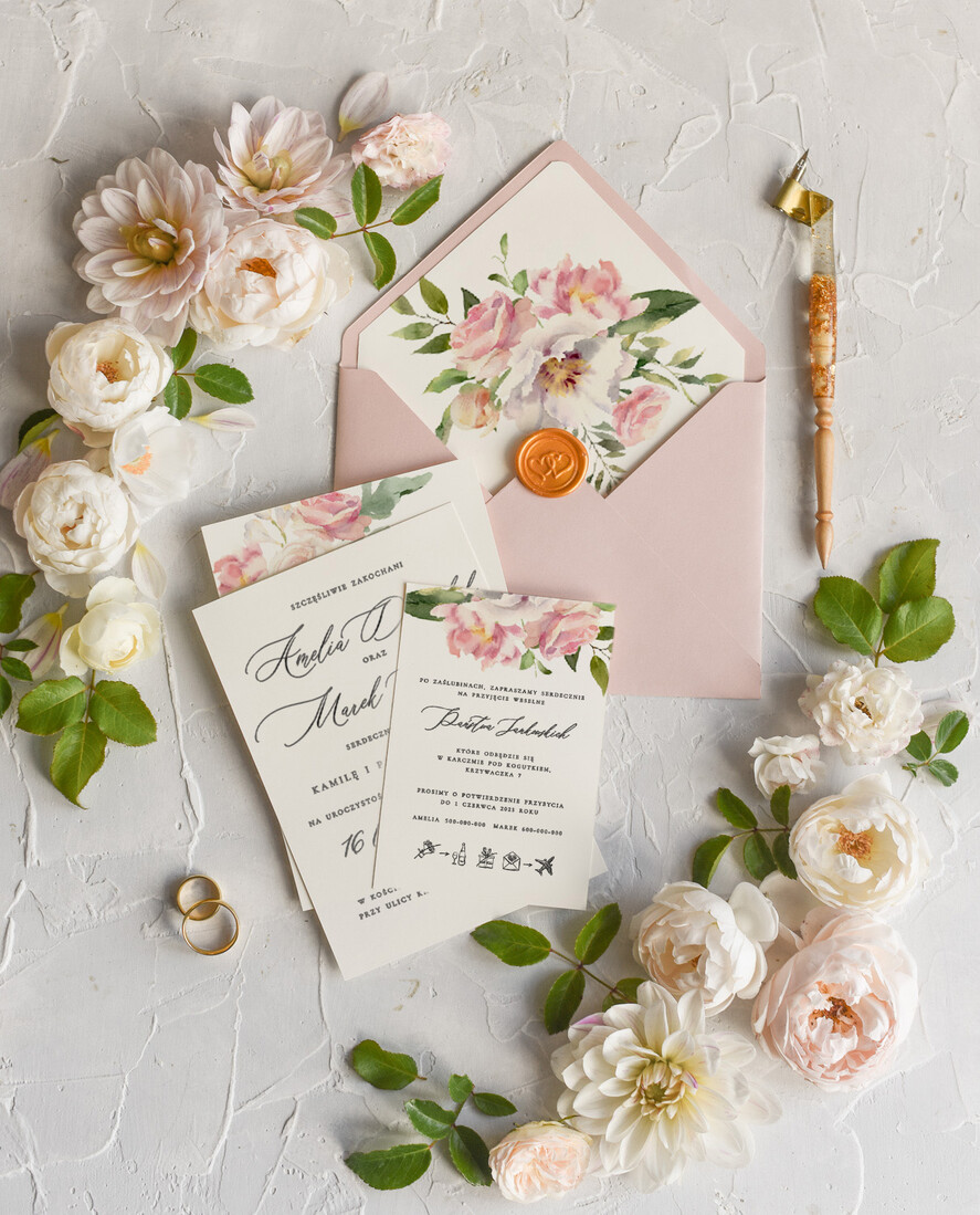 Zaproszenia ślubne Natura Proste Boho Zaproszenia Ślubne Kwiaty Róże  Minimalistyczne Zaproszenia na Ślub Delikatne Zaproszenie Ślubne11