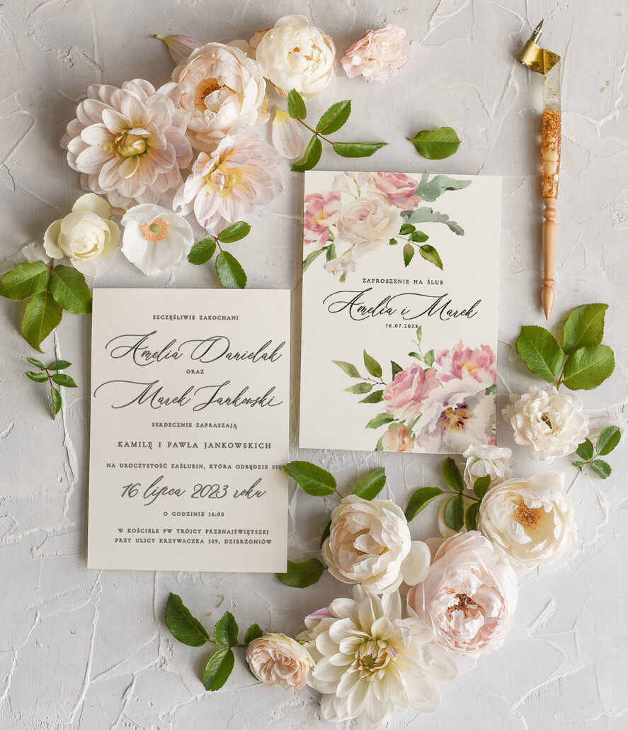 Zaproszenia ślubne Natura Proste Boho Zaproszenia Ślubne Kwiaty Róże  Minimalistyczne Zaproszenia na Ślub Delikatne Zaproszenie Ślubne12