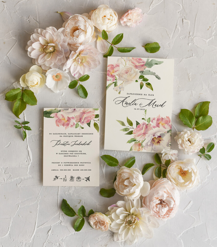Zaproszenia ślubne Natura Proste Boho Zaproszenia Ślubne Kwiaty Róże  Minimalistyczne Zaproszenia na Ślub Delikatne Zaproszenie Ślubne13